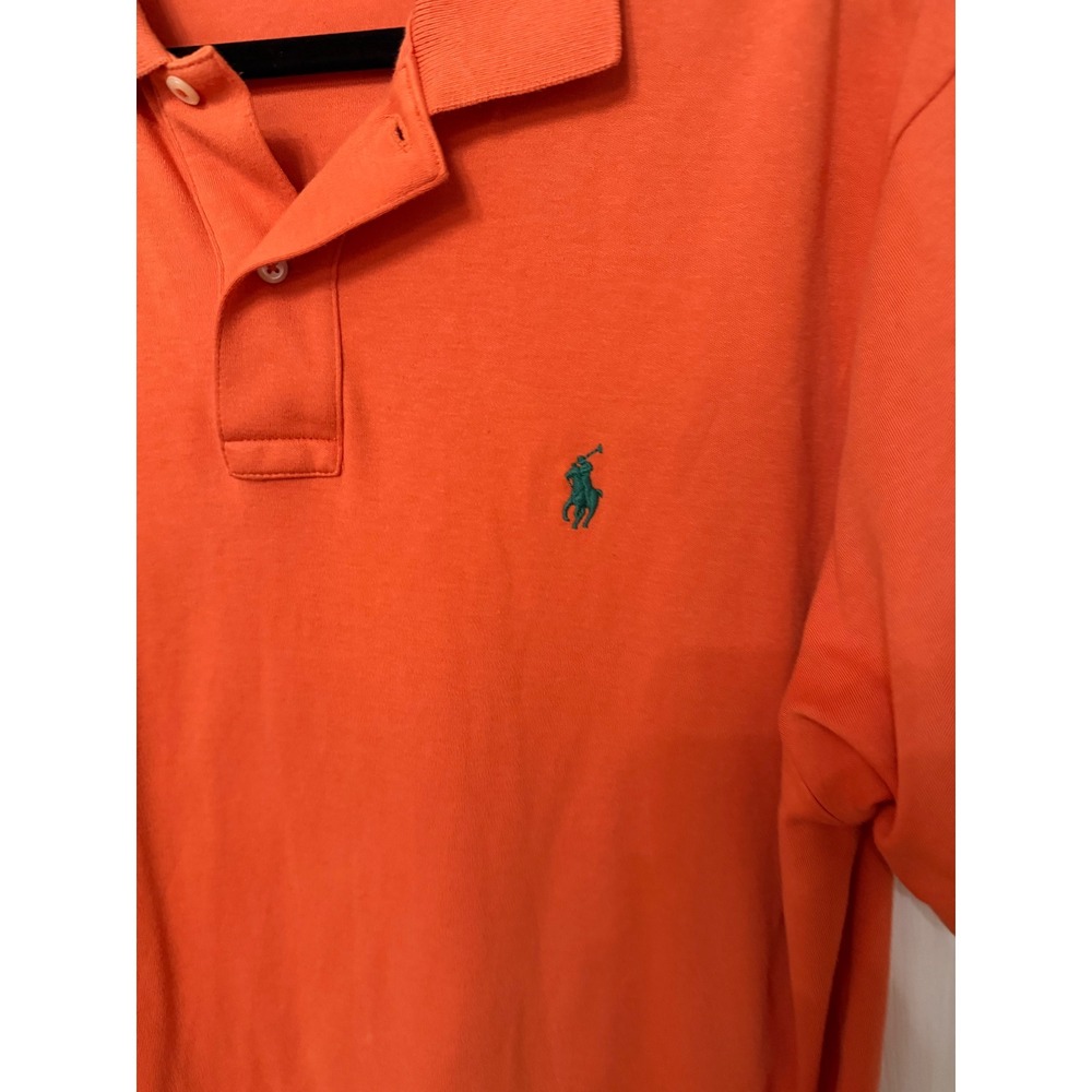Polo Ralph Lauren Mens Orange Short Sleeve Pique Cotton Polo Shirt Large - Picture 3 of 5